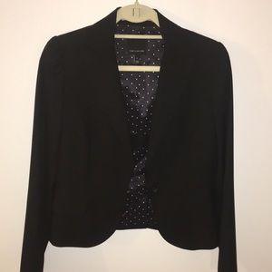 The Limited Black Blazer with Polka Dot Lining